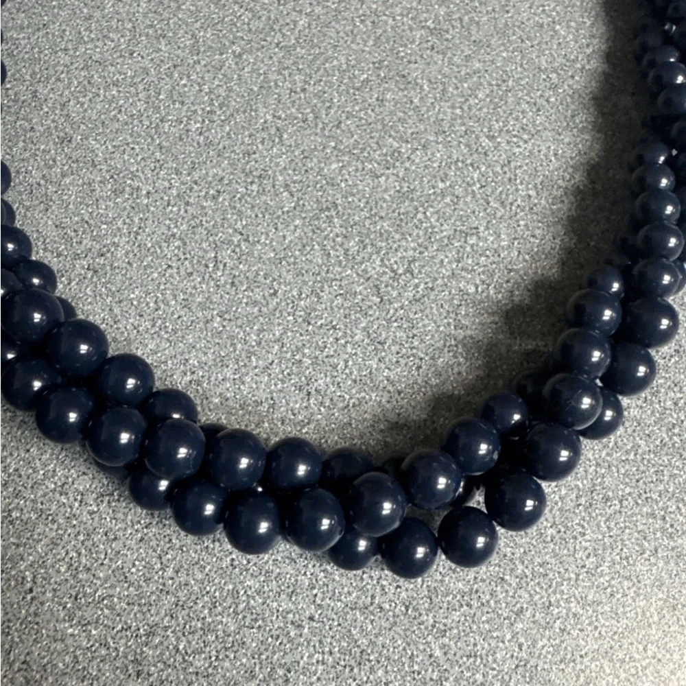 Vintage Napier Navy Blue Twisted Beaded Necklace, 17" - Picture 2 of 4